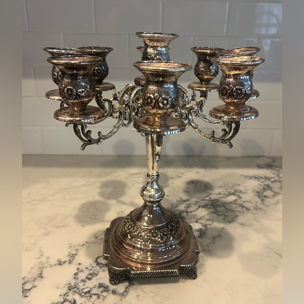 Vintage Silver Plate Candelabra
8 Arm 9 Candle Holder